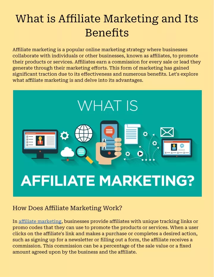 what is affiliate marketing and its bene ts