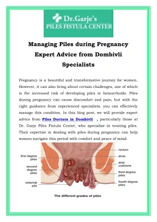 Managing Piles during Pregnancy Expert Advice from Dombivli Specialists