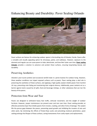 Enhancing Beauty and Durability Paver Sealing Orlando