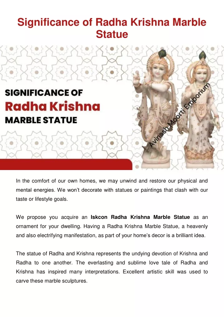 significance of radha krishna marble statue