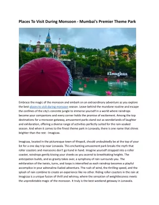 Places To Visit During Monsoon - Mumbai's Premier Theme Park