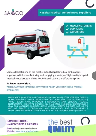 Hospital Medical Ambulances Suppliers