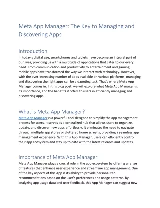 Meta App Manager - The Key to Managing and Discovering Apps