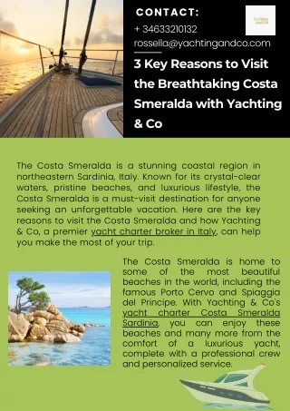 3 Key Reasons to Visit the Breathtaking Costa Smeralda with Yachting & Co
