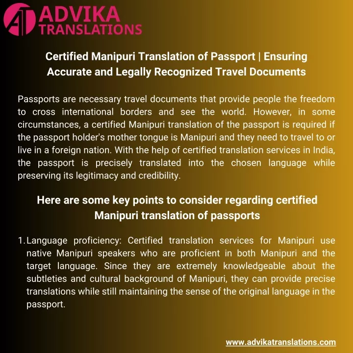 certified manipuri translation of passport