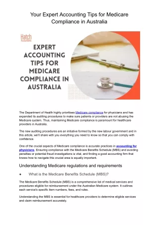 Your Expert Accounting Tips for Medicare Compliance in Australia
