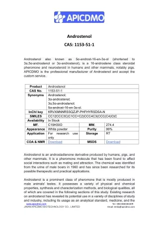Professional Androstenol(CAS: 1153-51-1) Supplier In China-APICDMO