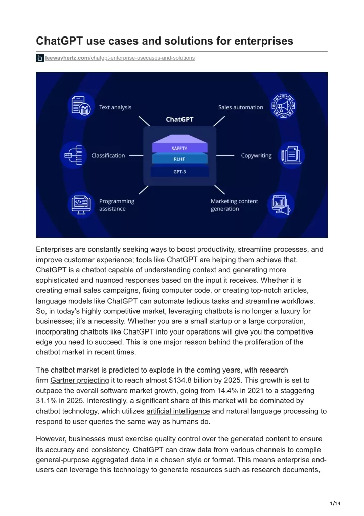 chatgpt use cases and solutions for enterprises