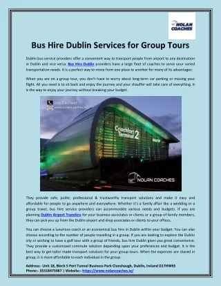 Bus Hire Dublin Services for Group Tours