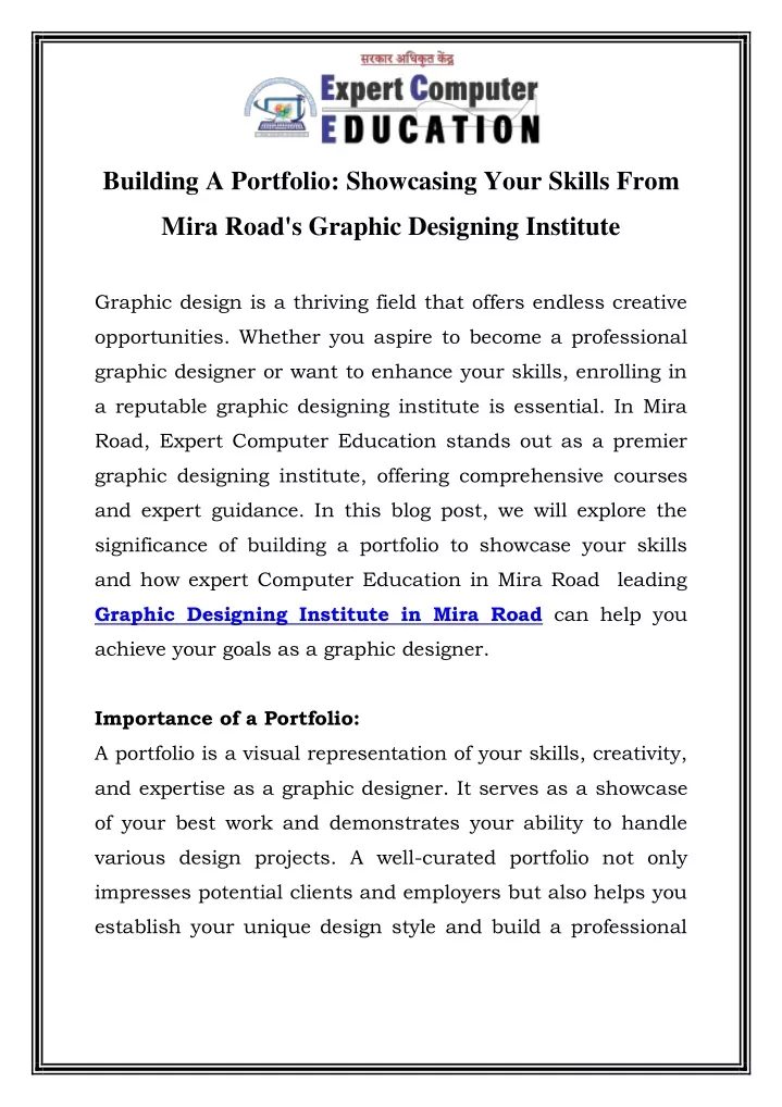 building a portfolio showcasing your skills from