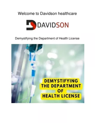 Demystifying the Department of Health License