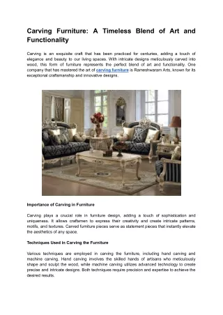 carving furniture a timeless blend