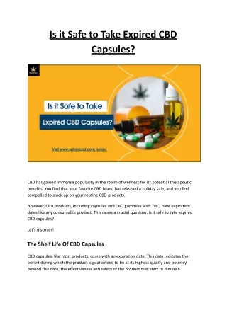 is it safe to take expired cbd capsules