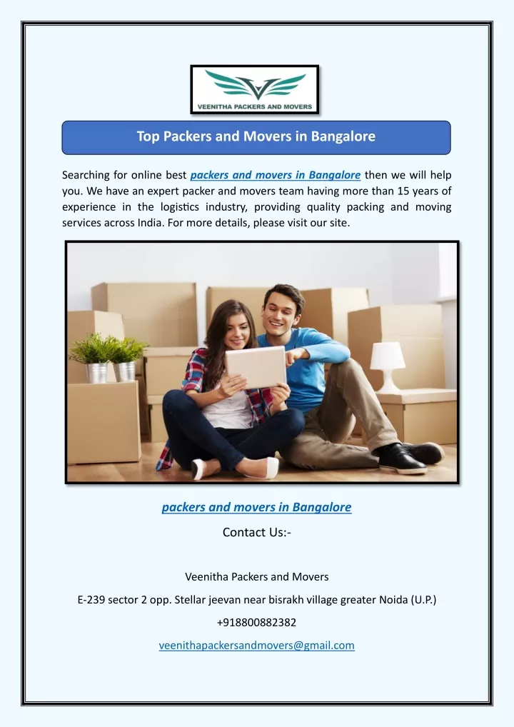 top packers and movers in bangalore