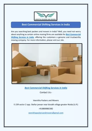 Best Commercial Shifting Services in India