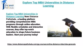 Explore Top MBA Universities in Distance Learning