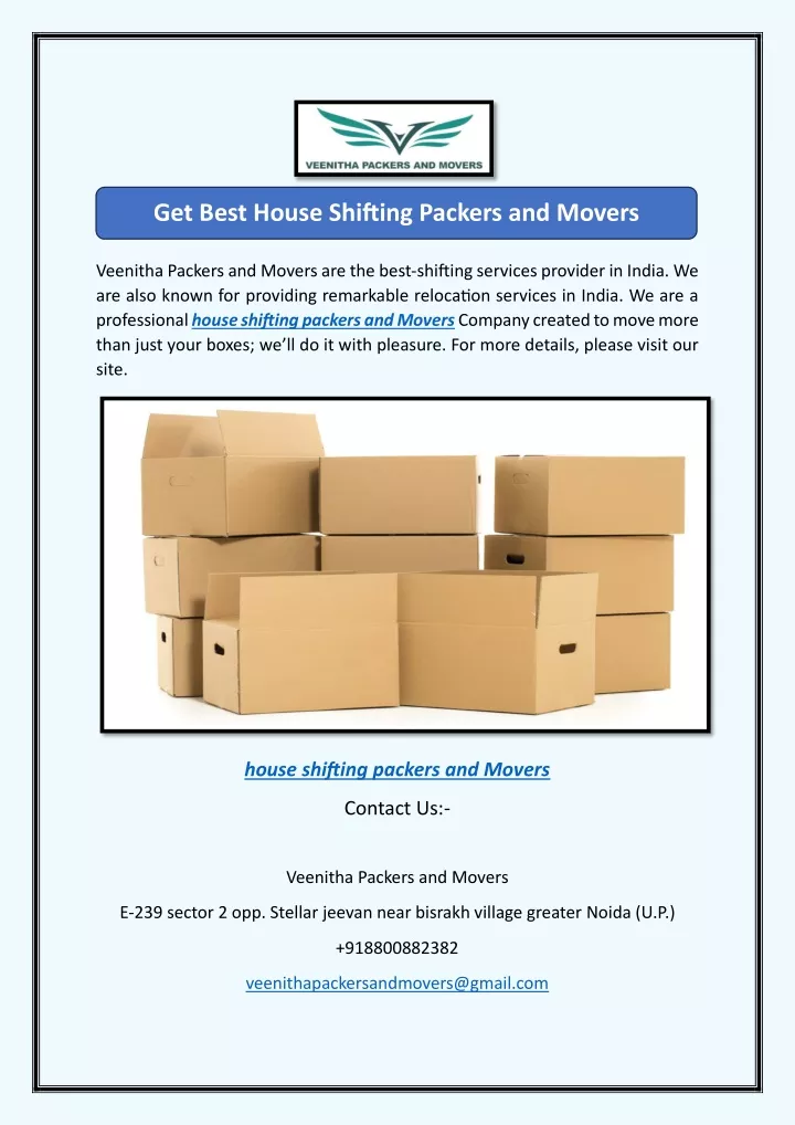 get best house shifting packers and movers