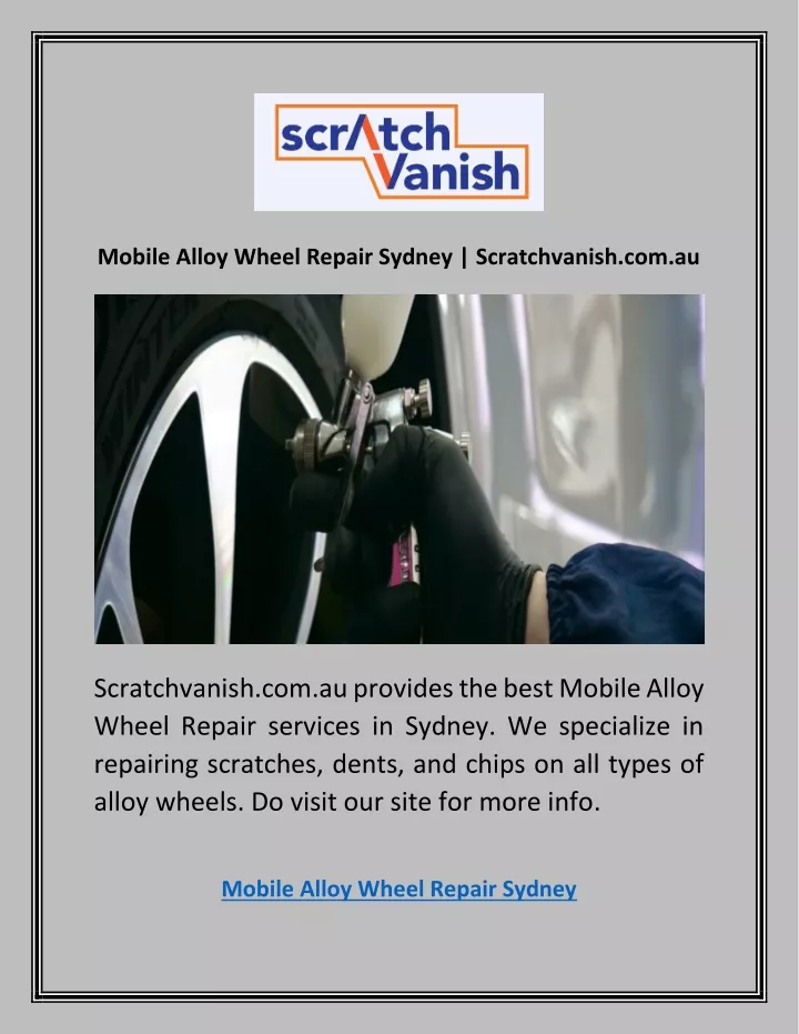 mobile alloy wheel repair sydney scratchvanish