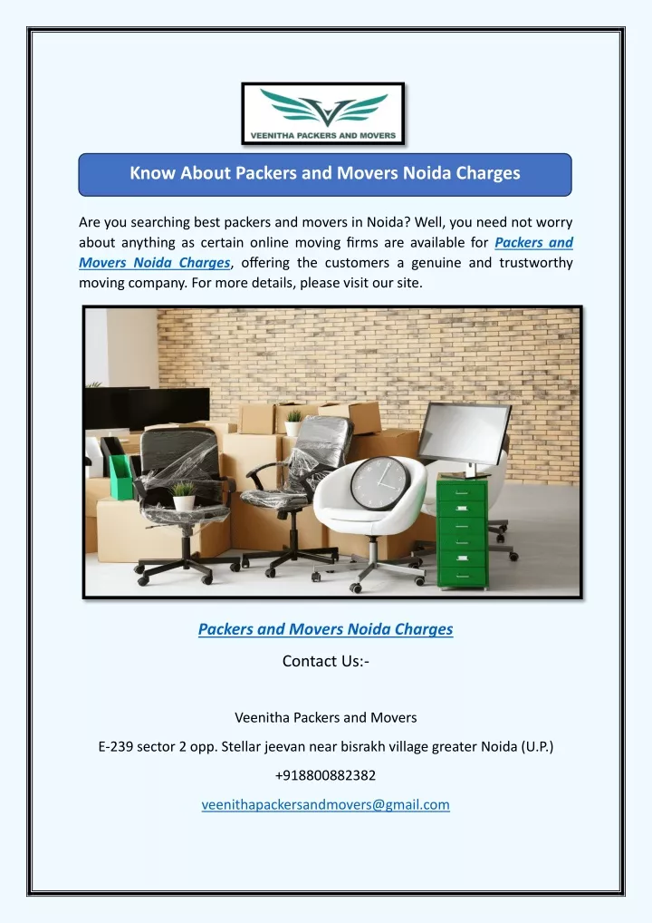 know about packers and movers noida charges