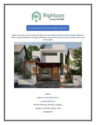 House Design And Construction Packages Rightcon.in