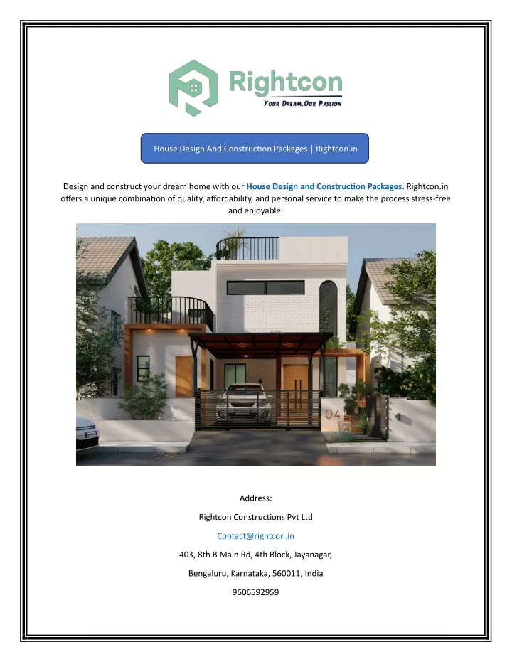 house design and construction packages rightcon in