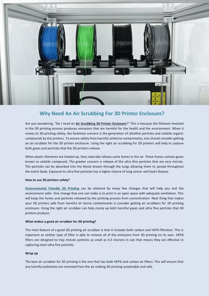 why need an air scrubbing for 3d printer enclosure