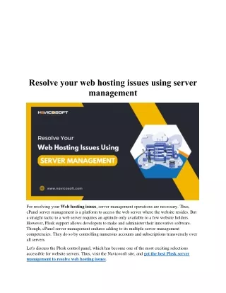 Resolve your web hosting issues using server management