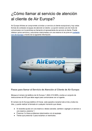 ¿Cómo llamar al servicio de atención al cliente de Air Europa