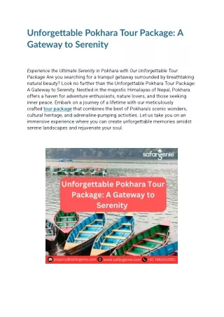 unforgettable pokhara tour package a gateway