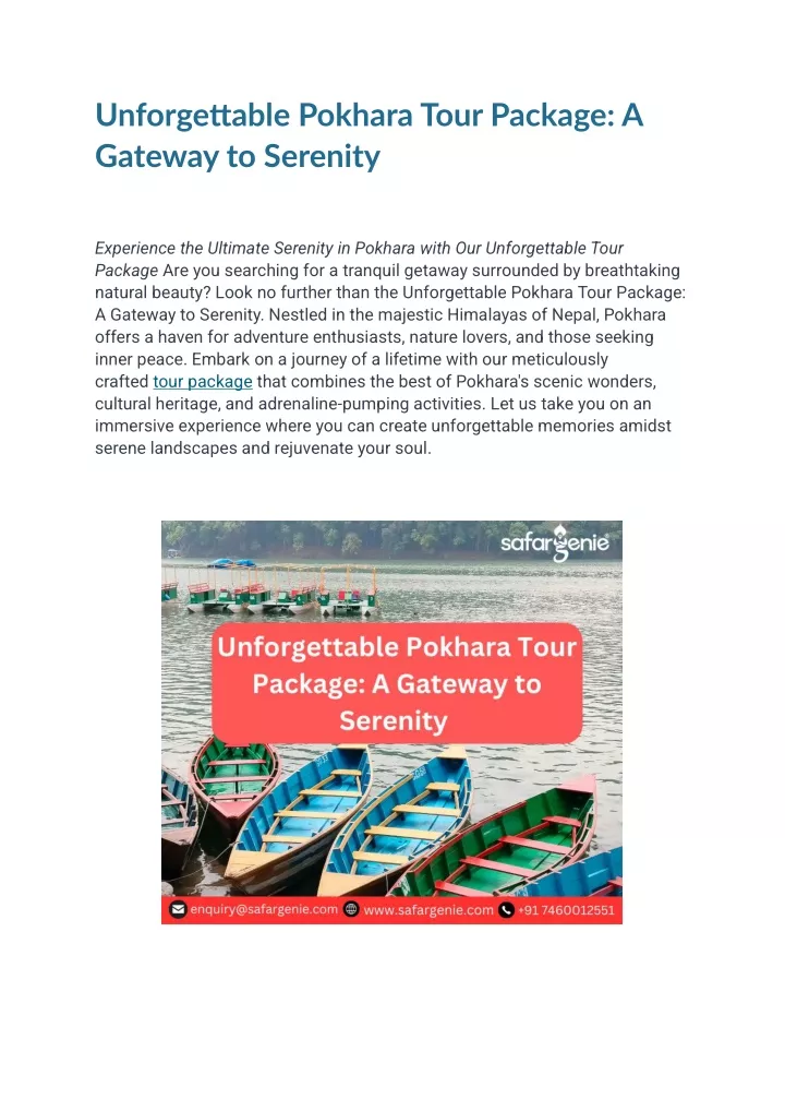 unforgettable pokhara tour package a gateway