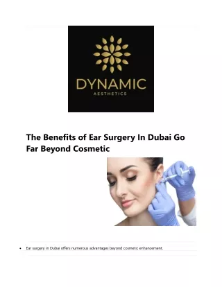 The Benefits of Ear Surgery In Dubai Go Far Beyond Cosmetic