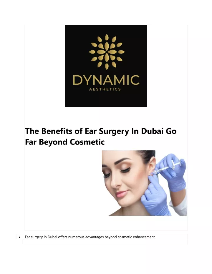 the benefits of ear surgery in dubai