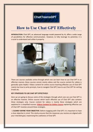 How to Use Chat GPT Effectively