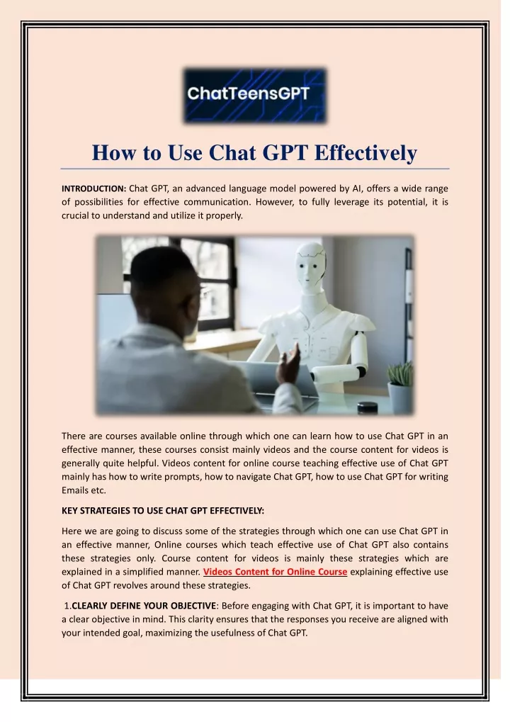 how to use chat gpt effectively