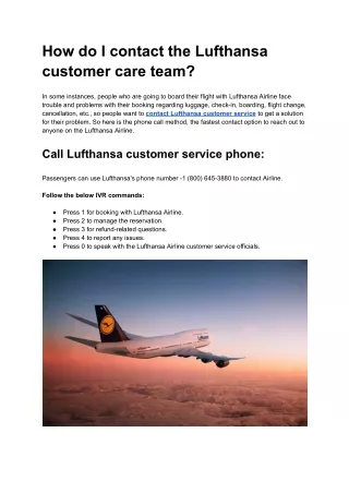 How do I contact the Lufthansa customer care team