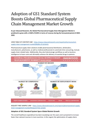 Global Pharmaceutical Supply Chain Management Market