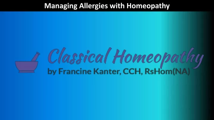managing allergies with homeopathy