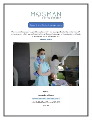 Mosman Dentist Mosmandentalsurgery.com.au