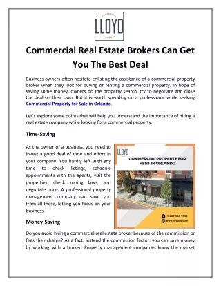 Commercial Real Estate Brokers Can Get You The Best Deal