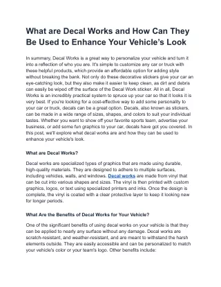 what are decal works and how can they be used