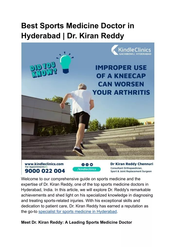 best sports medicine doctor in hyderabad dr kiran