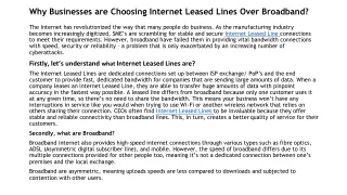 Why Businesses are Choosing Internet Leased Lines Over Broadband?