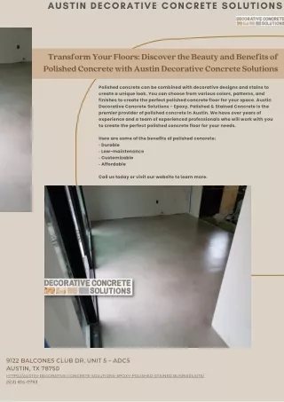 Transform Your Floors: Discover the Beauty and Benefits of Polished Concrete wit