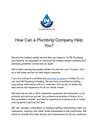 How Can a Plumbing Company Help You_