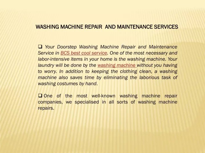 washing machine repair and maintenance services