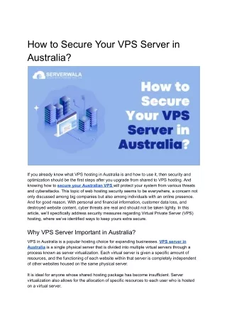 How to Secure Your VPS Server in Australia