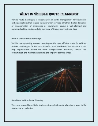 What Is Vehicle Route Planning