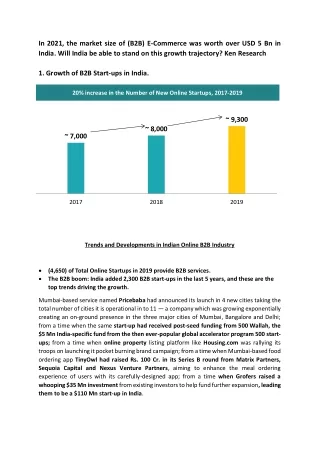 In 2021, the market size of (B2B) E-Commerce was worth over USD 5 Bn in India