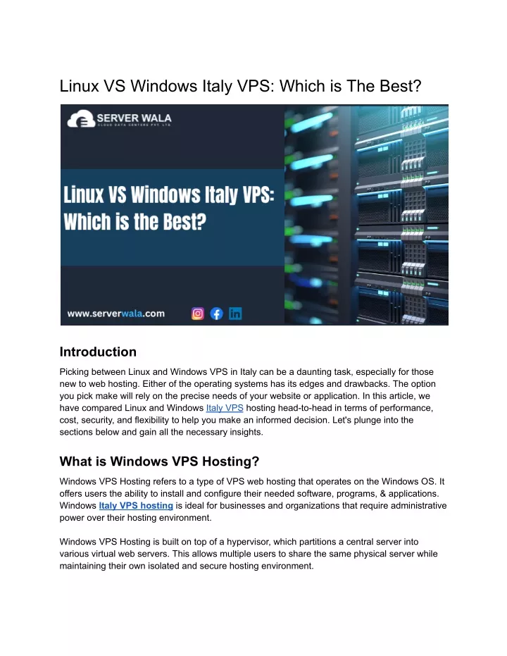 linux vs windows italy vps which is the best