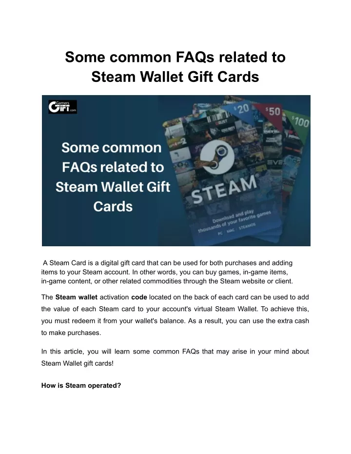 some common faqs related to steam wallet gift